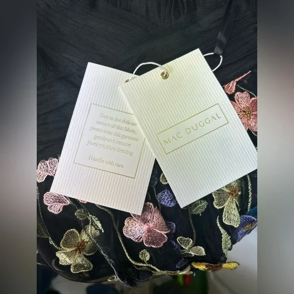 Mac Duggal 68204 Embroidered Ruched Flutter Sleeve A-Line Dress - Picture 4 of 6